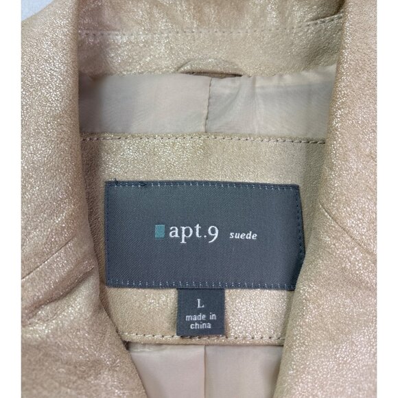 Apt. 9 Womens Suede Leather Blazer Jacket Size L Beige Lined Button Front - Picture 5 of 6